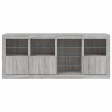 Sideboard with LED Lights Grey Sonoma 164x37x67 cm