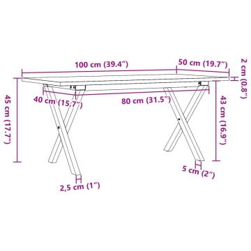 Coffee Table X-Frame 100x50x45 cm Solid Wood Pine and Cast Iron