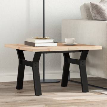 Coffee Table Y-Frame 70x70x40.5 cm Solid Wood Pine and Cast Iron