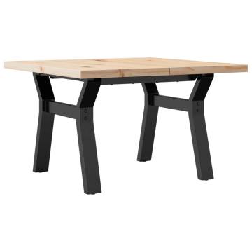 Coffee Table Y-Frame 70x70x40.5 cm Solid Wood Pine and Cast Iron