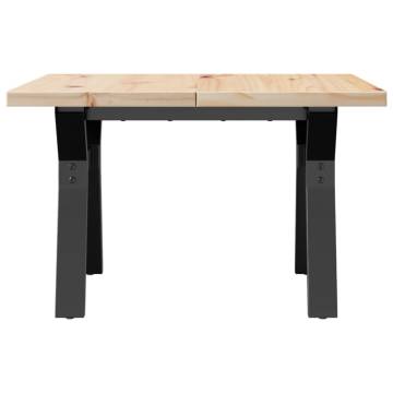 Coffee Table Y-Frame 70x70x40.5 cm Solid Wood Pine and Cast Iron