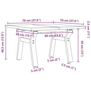 Coffee Table Y-Frame 70x70x40.5 cm Solid Wood Pine and Cast Iron