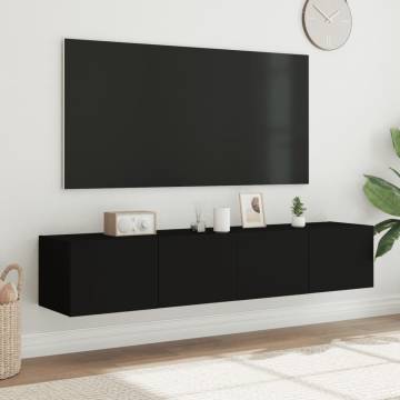 TV Wall Cabinets with LED Lights 2 pcs Black 80x35x31 cm