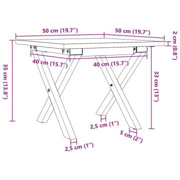 Coffee Table X-Frame 50x50x35 cm Solid Wood Pine and Cast Iron