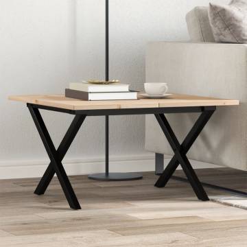 Coffee Table X-Frame 70x70x40 cm Solid Wood Pine and Cast Iron