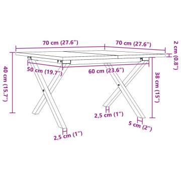 Coffee Table X-Frame 70x70x40 cm Solid Wood Pine and Cast Iron