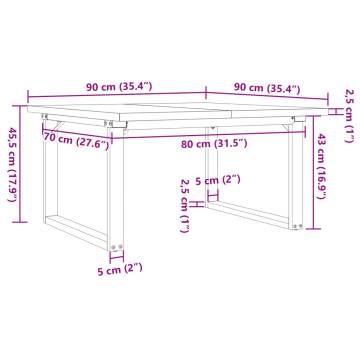 Coffee Table O-Frame 90x90x45.5 cm Solid Wood Pine and Cast Iron