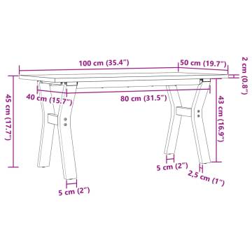 Coffee Table Y-Frame 100x50x45 cm Solid Wood Pine and Cast Iron