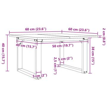 Coffee Table O-Frame 60x60x40 cm Solid Wood Pine and Cast Iron