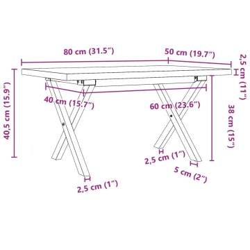 Coffee Table X-Frame 80x50x40.5 cm Solid Wood Pine and Cast Iron