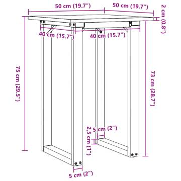 Dining Table O-Frame 50x50x75 cm Solid Wood Pine and Cast Iron