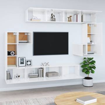 Wall-mounted TV Cabinet High Gloss White Engineered Wood