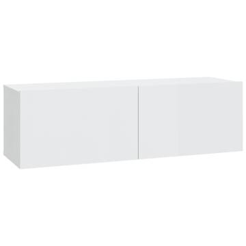 Wall-mounted TV Cabinet High Gloss White Engineered Wood