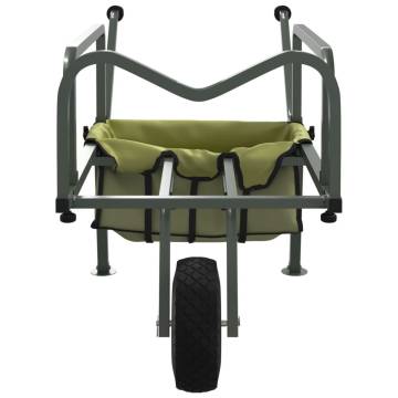 Fishing Trolley Green with Wheel Powder-coated Steel