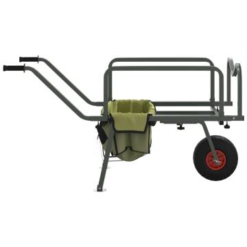 Fishing Trolley Green with Wheel Powder-coated Steel