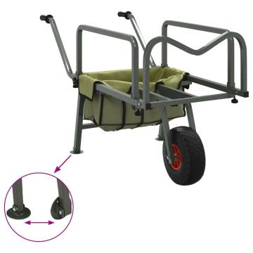 Fishing Trolley Green with Wheel Powder-coated Steel