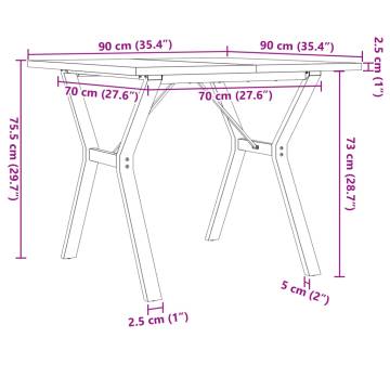 Dining Table Y-Frame 90x90x75.5 cm Solid Wood Pine and Cast Iron