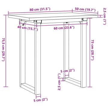 Dining Table O-Frame 80x50x75.5 cm Solid Wood Pine and Cast Iron