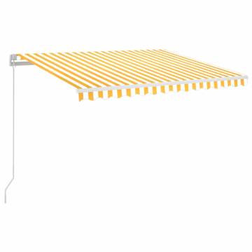 Manual Retractable Awning with LED 350x250 cm Yellow and White