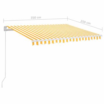 Manual Retractable Awning with LED 350x250 cm Yellow and White