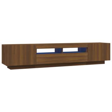 2 Piece TV Cabinet Set with LED Lights Brown Oak Engineered Wood