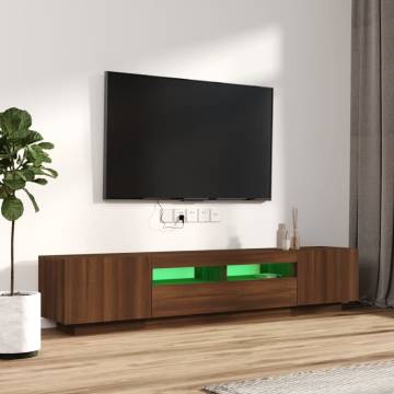 2 Piece TV Cabinet Set with LED Lights Brown Oak Engineered Wood