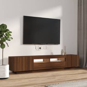 2 Piece TV Cabinet Set with LED Lights Brown Oak Engineered Wood