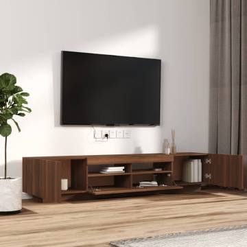 2 Piece TV Cabinet Set with LED Lights Brown Oak Engineered Wood