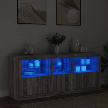 Sideboard with LED Lights Grey Sonoma 162x37x67 cm