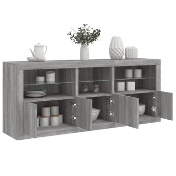 Sideboard with LED Lights Grey Sonoma 162x37x67 cm