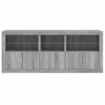 Sideboard with LED Lights Grey Sonoma 162x37x67 cm