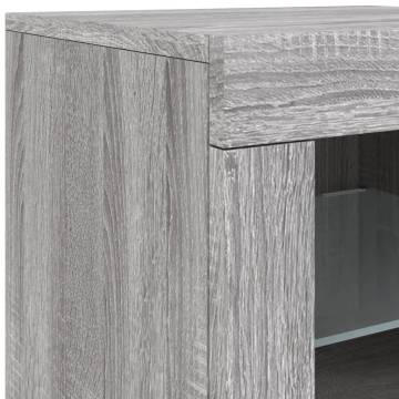 Sideboard with LED Lights Grey Sonoma 162x37x67 cm