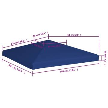 Gazebo Top Cover 310 g/m² 3x3 m Blue