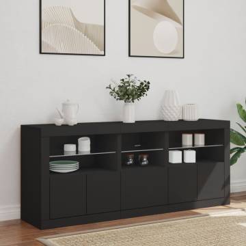 Sideboard with LED Lights Black 162x37x67 cm