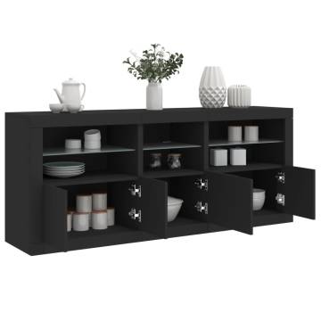 Sideboard with LED Lights Black 162x37x67 cm