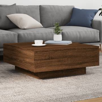 Coffee Table Brown Oak 80x80x31 cm Engineered Wood