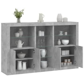 Sideboard with LED Lights Concrete Grey 162x37x100 cm