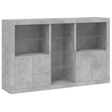 Sideboard with LED Lights Concrete Grey 162x37x100 cm