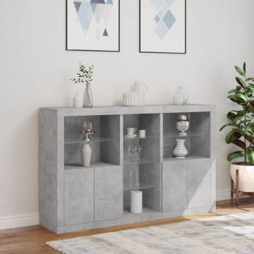 Sideboard with LED Lights Concrete Grey 162x37x100 cm