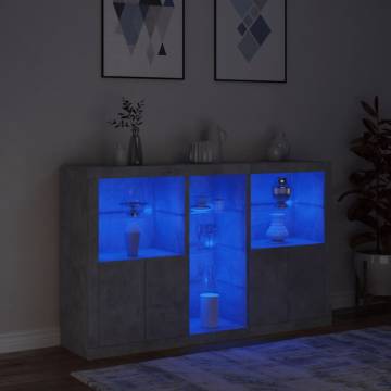 Sideboard with LED Lights Concrete Grey 162x37x100 cm