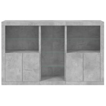 Sideboard with LED Lights Concrete Grey 162x37x100 cm