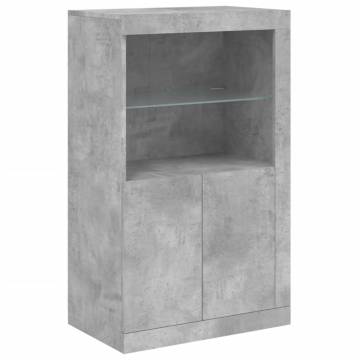 Sideboard with LED Lights Concrete Grey 162x37x100 cm