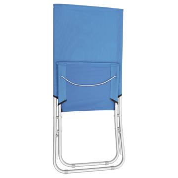 Folding Beach Chairs 2 pcs Blue Fabric