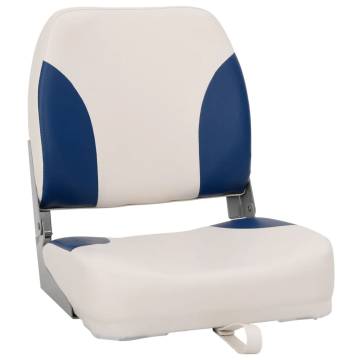 2 Piece Foldable Boat Seat Set with Blue-white Pillow