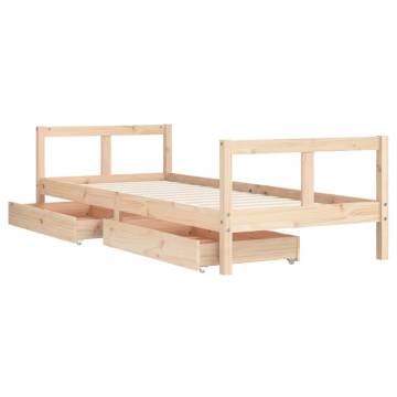 Kids Bed Frame with Drawers 80x200 cm Solid Wood Pine