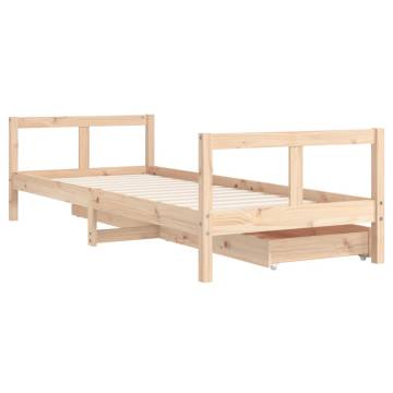 Kids Bed Frame with Drawers 80x200 cm Solid Wood Pine