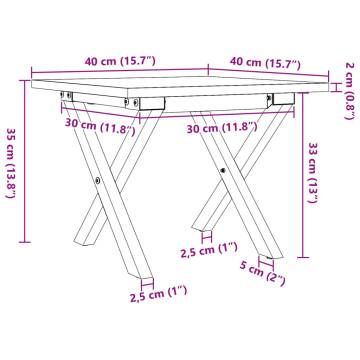 Coffee Table X-Frame 40x40x35 cm Solid Wood Pine and Cast Iron