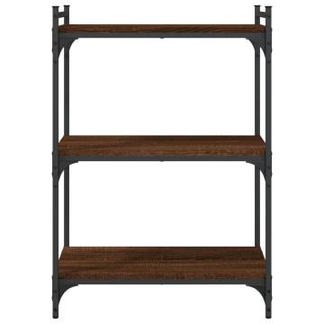 Bookcase 3-Tier Brown Oak 60x30x86 cm Engineered Wood