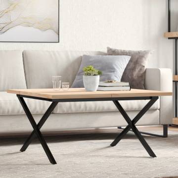 Coffee Table X-Frame 90x90x45.5 cm Solid Wood Pine and Cast Iron