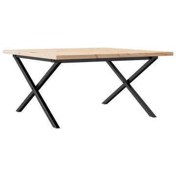 Coffee Table X-Frame 90x90x45.5 cm Solid Wood Pine and Cast Iron